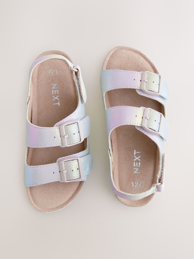 Rainbow Metallic Wide Fit (G) Touch Fastening Strap Corkbed Sandals - Image 1 of 5