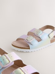 Rainbow Metallic Wide Fit (G) Touch Fastening Strap Corkbed Sandals - Image 3 of 5