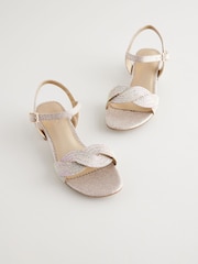 Ivory Glitter Heeled Sandals - Image 1 of 5
