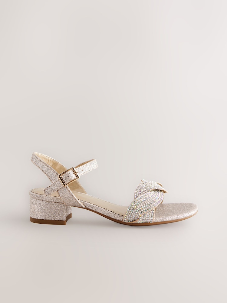 Ivory Glitter Heeled Sandals - Image 2 of 5