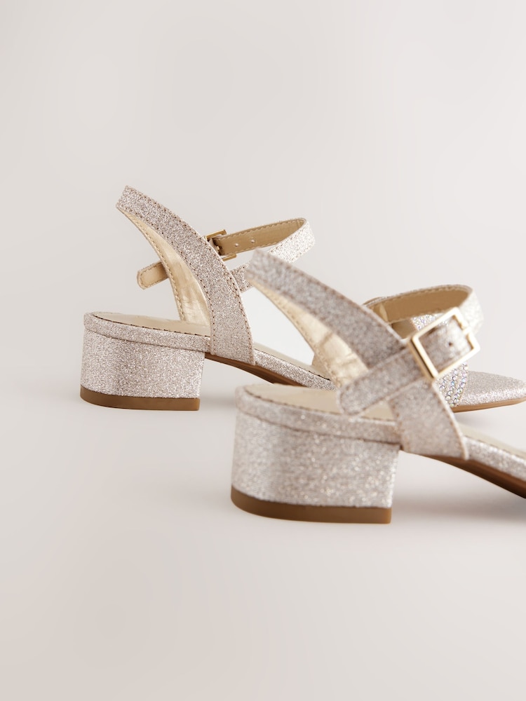 Ivory Glitter Heeled Sandals - Image 3 of 5
