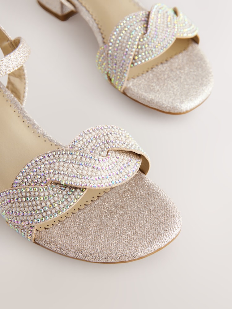 Ivory Glitter Heeled Sandals - Image 4 of 5
