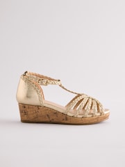 Gold Heeled Wedge Sandals - Image 2 of 5