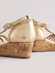Gold Heeled Wedge Sandals - Image 4 of 5