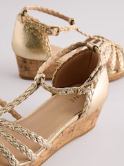 Gold Heeled Wedge Sandals - Image 5 of 5