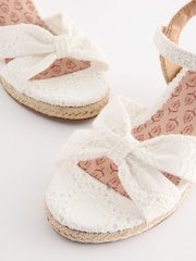 White Broderie Wedge Sandals - Image 4 of 5