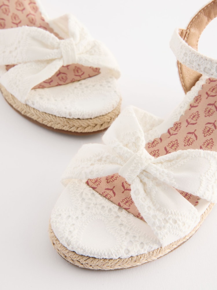 Buy White Broderie Wedge Sandals from the Next UK online shop