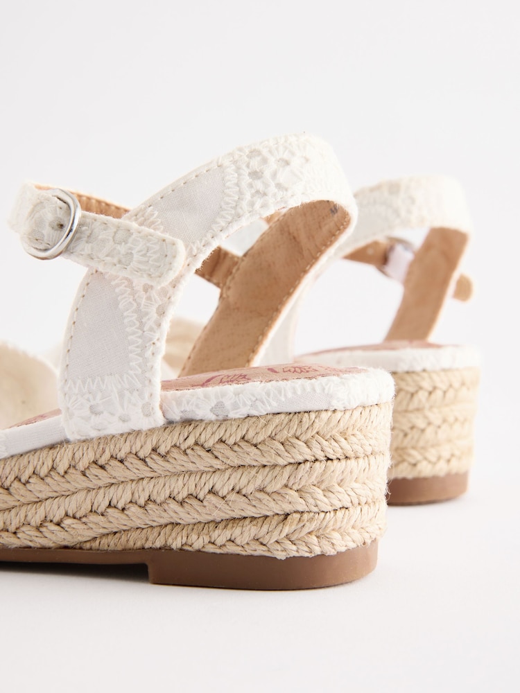 White Broderie Wedge Sandals - Image 5 of 5