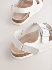 White Leather Standard Fit (F) Touch Fastening Strap Corkbed Sandals - Image 4 of 5