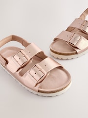 Rose Gold Metallic Standard Fit (F) Touch Fastening Strap Corkbed Sandals - Image 4 of 6