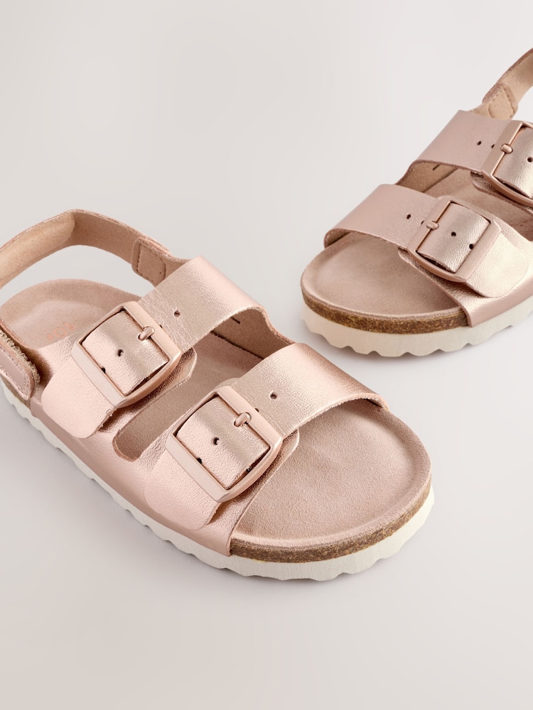 Rose Gold Metallic Standard Fit (F) Touch Fastening Strap Corkbed Sandals - Image 4 of 6