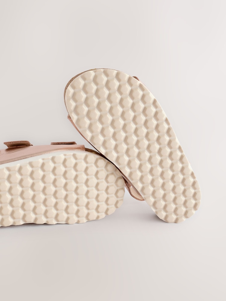 Rose Gold Metallic Standard Fit (F) Touch Fastening Strap Corkbed Sandals - Image 6 of 6