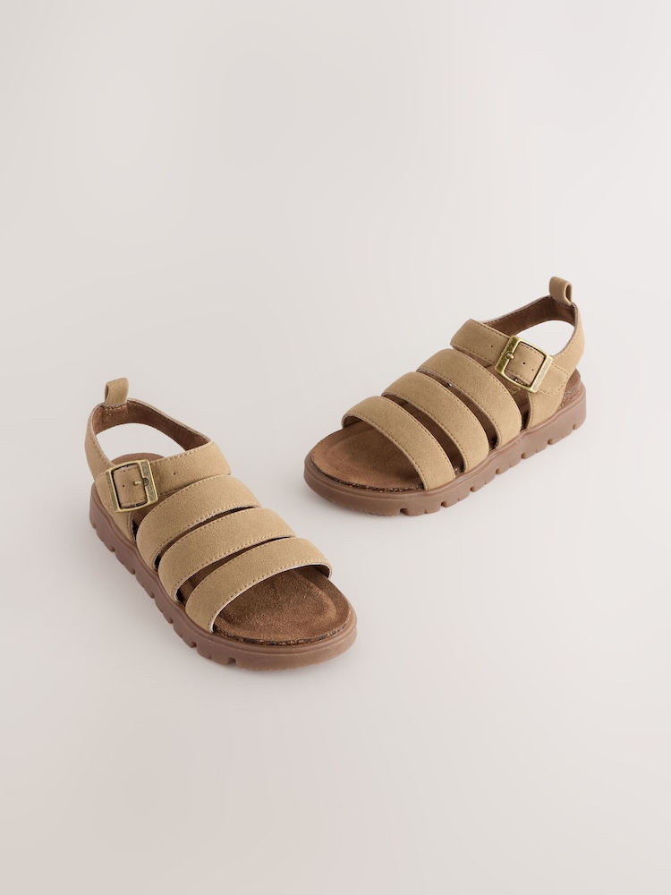 Hellbraun - Sandalen mit Korkfussbett und dicker Sohle - Bild 1 von 6 Hellbraun - Sandalen mit Korkfussbett und dicker Sohle - Bild 1 von 6