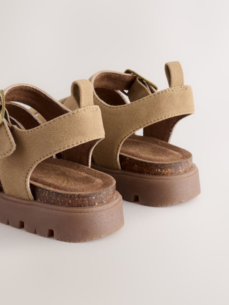 Tan Brown Chunky Corkbed Sandals - Image 3 of 6