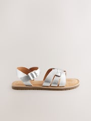 Silver Standard Fit (F) Leather Woven Sandals - Image 2 of 5