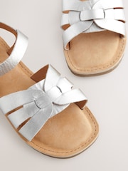 Silver Standard Fit (F) Leather Woven Sandals - Image 4 of 5
