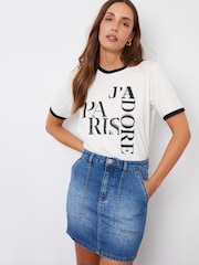 Threadbare Blue Patch Pocket Denim Mini Skirt - Image 2 of 4