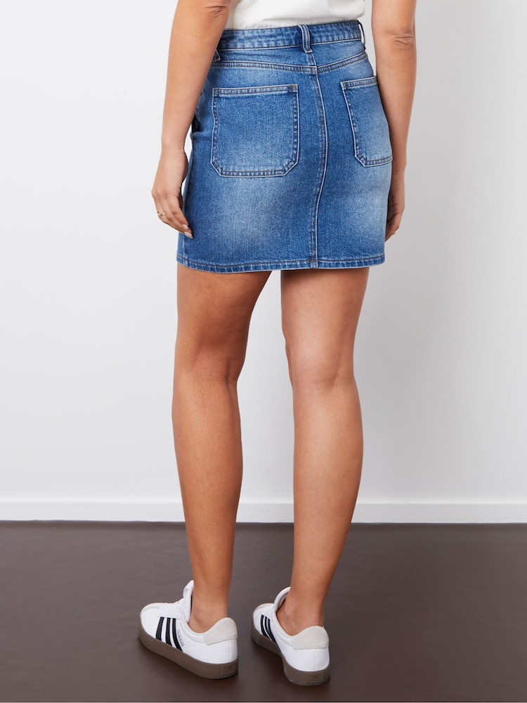 Blauw - Threadbare Patch Pocket Denim Mini Skirt - Image 3 of 4