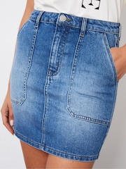 Threadbare Blue Patch Pocket Denim Mini Skirt - Image 4 of 4