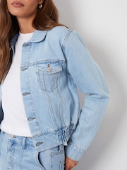 Threadbare Blue Chrome Collared Denim Bomber Jacket - Image 5 of 5