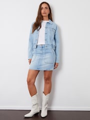 Threadbare Dark Blue Patch Pocket Denim Mini Skirt - Image 1 of 5