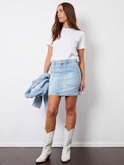 Threadbare Dark Blue Patch Pocket Denim Mini Skirt - Image 5 of 5
