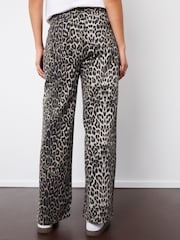 Threadbare Brown Leopard Print Wide Leg 100% Cotton Jeans - Image 2 of 5