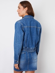 Threadbare Blue Collared Denim Bomber Jacket - Image 4 of 5