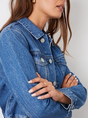 Threadbare Blue Collared Denim Bomber Jacket - Image 5 of 5
