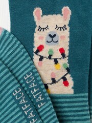 FatFace Blue Teal Womens Llama Lights Socks 1 Pack - Image 2 of 2