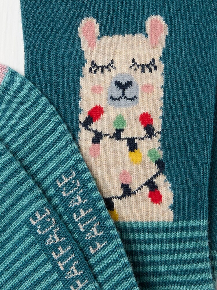 FatFace Blue Teal Womens Llama Lights Socks 1 Pack - Image 2 of 2