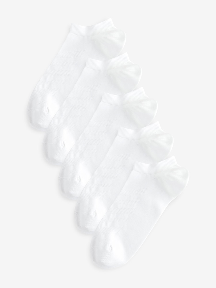 White Active Low Rise Trainers Socks 5 Pack - Image 1 of 4