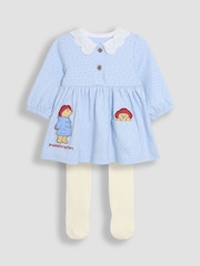 JoJo Maman Bébé Blue Paddington Appliqué Button Front Dress & Tights Set - Image 1 of 8