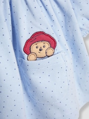 JoJo Maman Bébé Blue Paddington Appliqué Button Front Dress & Tights Set - Image 4 of 8