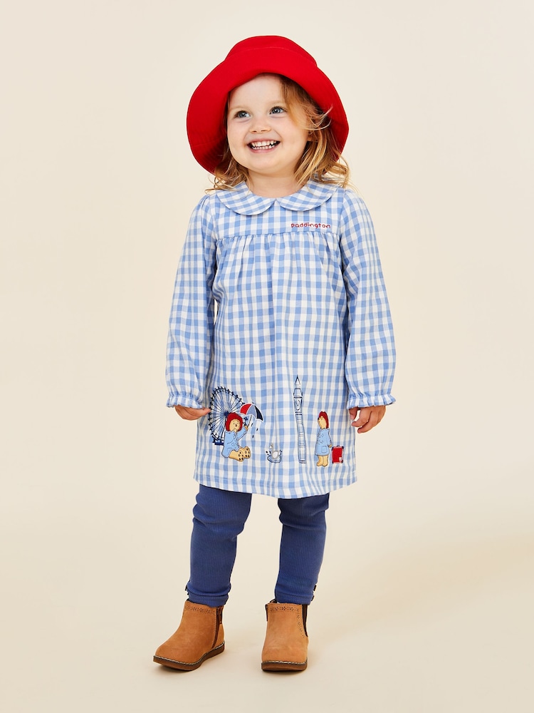 JoJo Maman Bébé Blue Paddington Appliqué Gingham Top & Leggings Set - Image 2 of 2