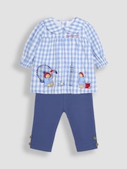 JoJo Maman Bébé Blue Paddington Appliqué Gingham Top & Leggings Set - Image 3 of 6