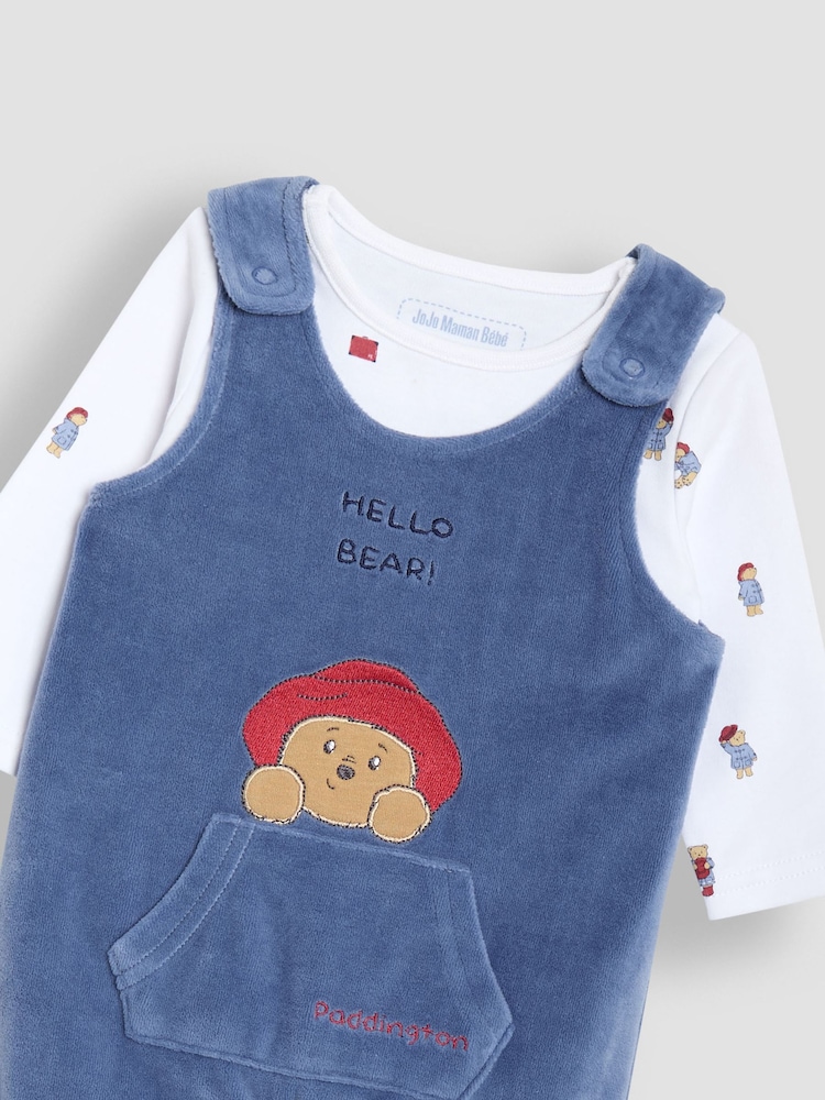 JoJo Maman Bébé Navy Appliqué Dungaree Set - Image 5 of 9