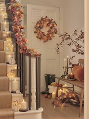 Lights4fun Autumn Velvet Pumpkin LED Wreath - Image 3 of 4