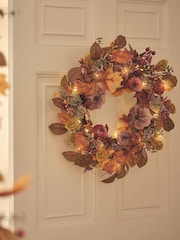 Lights4fun Autumn Velvet Pumpkin LED Wreath - Image 4 of 4