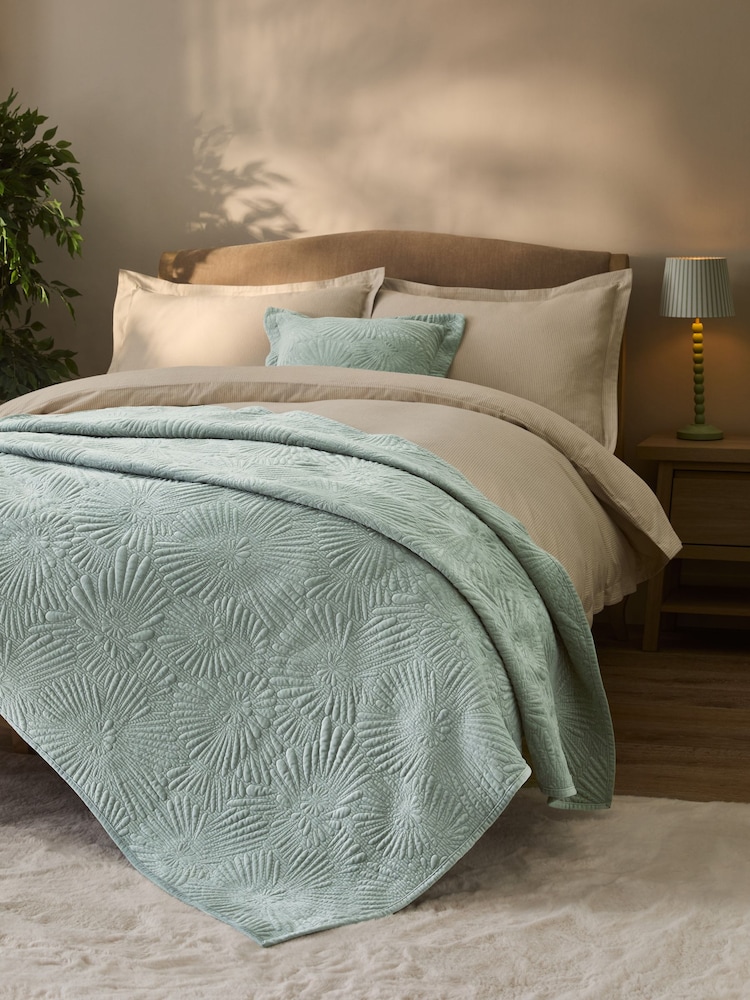 Sage Green Embroidered Daisy Bedspread - Image 1 of 4