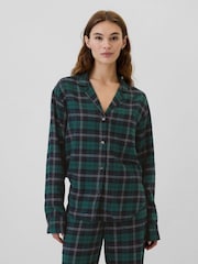 Gap Green Matching Family Christmas Relaxed Flannel Pyjama Shirt - Image 1 of 4
