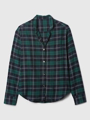 Gap Green Matching Family Christmas Relaxed Flannel Pyjama Shirt - Image 4 of 4