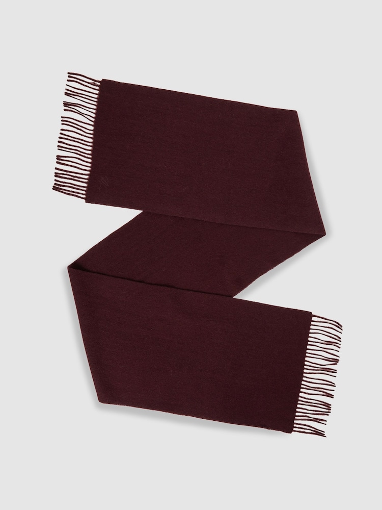 Reiss Dark Bordeaux Picton Cashmere Blend Scarf - Image 1 of 6 Reiss Dark Bordeaux Picton Cashmere Blend Scarf - Image 1 of 6
