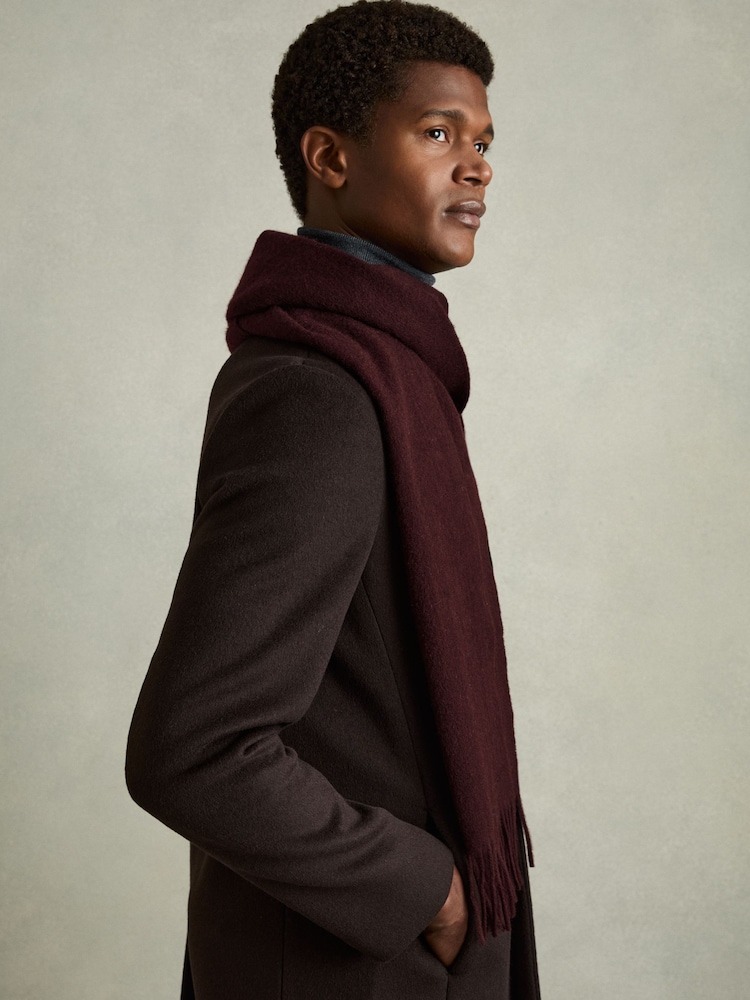 Reiss Dark Bordeaux Picton Cashmere Blend Scarf - Image 2 of 6 Reiss Dark Bordeaux Picton Cashmere Blend Scarf - Image 2 of 6