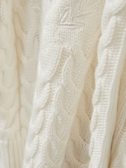 Reiss Off White Victor 3-9 yrs Logo-Embroidered Cabled Jumper with Cotton and Wool - Image 4 of 4