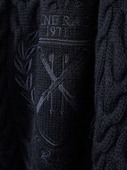 Reiss Navy Victor 3-9 yrs Logo-Embroidered Cabled Jumper with Cotton and Wool - Image 4 of 4