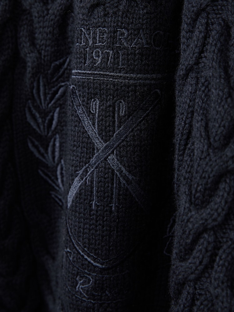 Reiss Navy Victor 3-9 yrs Logo-Embroidered Cabled Jumper with Cotton and Wool - Image 4 of 4