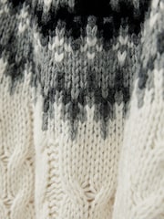 Reiss White/Grey/Black Colorado 9-13 yrs Cabled Jumper with Cotton and Wool - Image 4 of 4