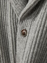 Reiss Grey Melange Nimbus 3-9 yrs Ribbed Shawl Cardigan With Merino Wool - Image 4 of 4