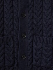 Reiss Navy Fleet 3-9 yrs Cable-Knit Cardigan - Image 4 of 4
